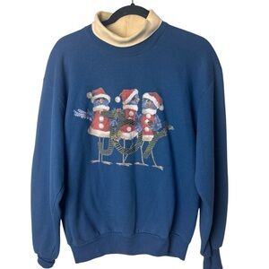 Vintage Christmas turtleneck sweatshirt birds JOY